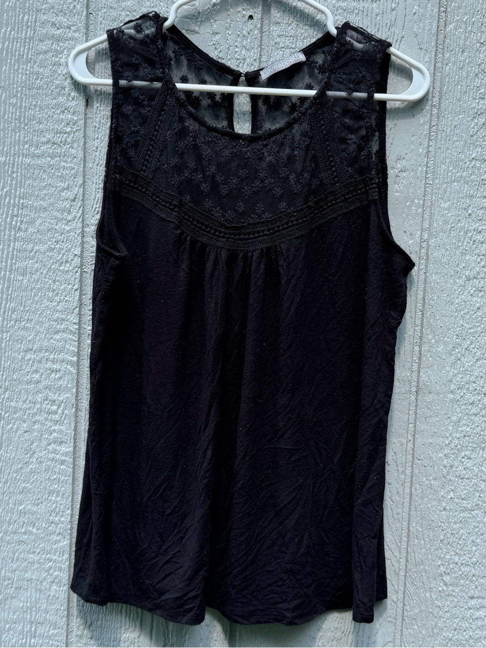 Loveappella Black Lace Yoke Sleeveless Camisole